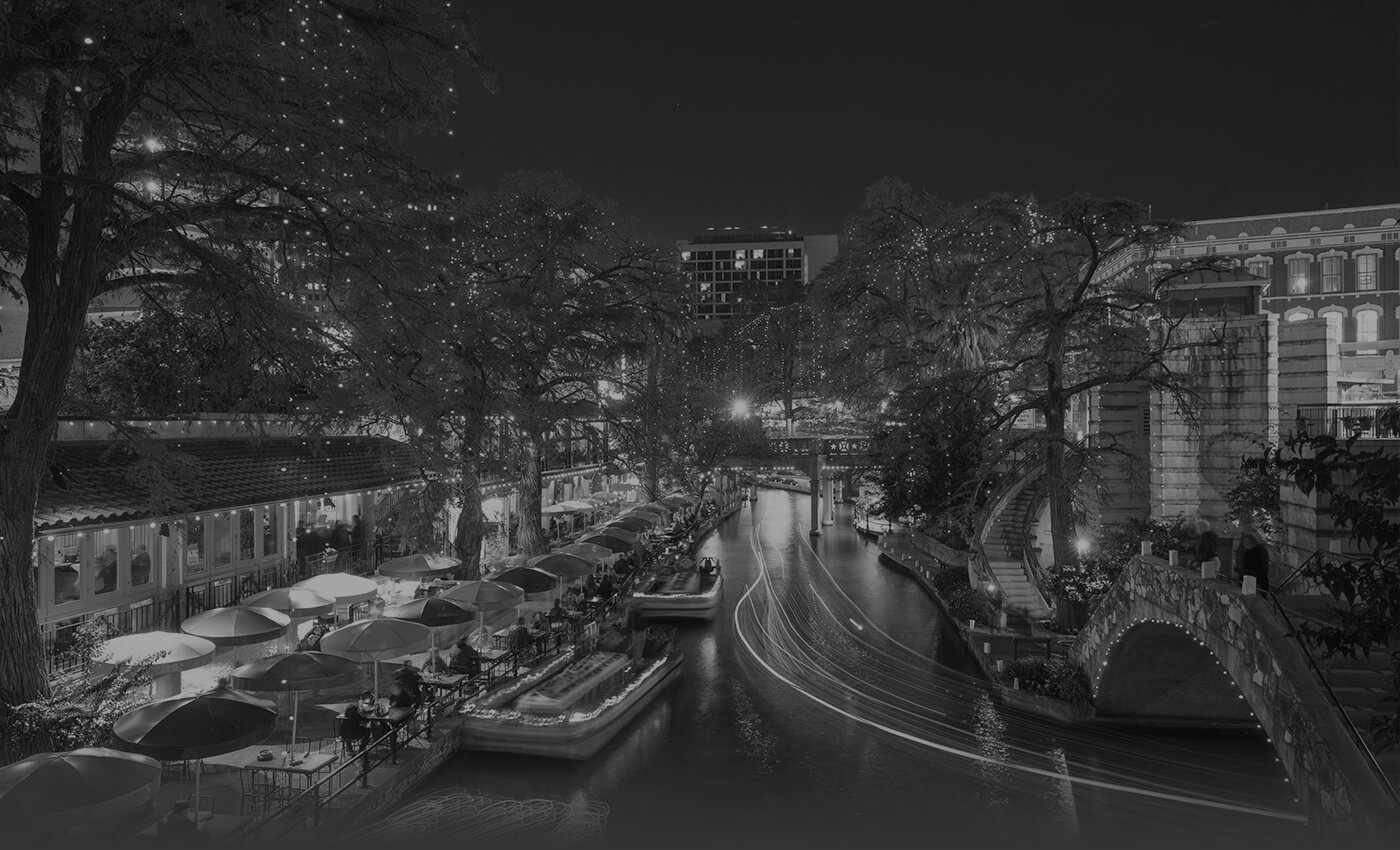 View of San Antonio Riverwalk at nighttime