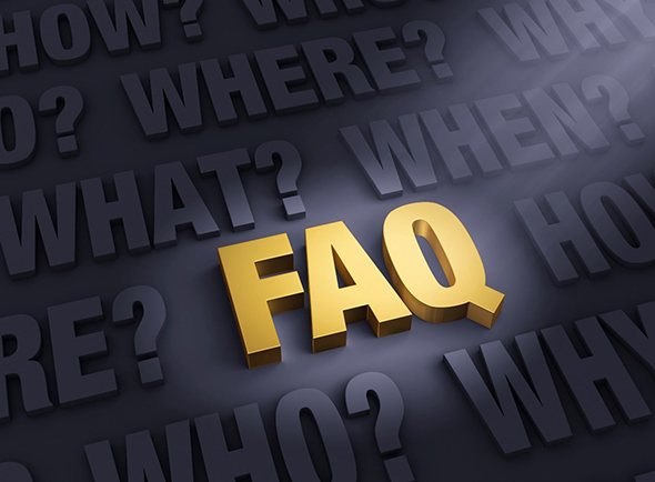 yellow FAQs graphic on black background 